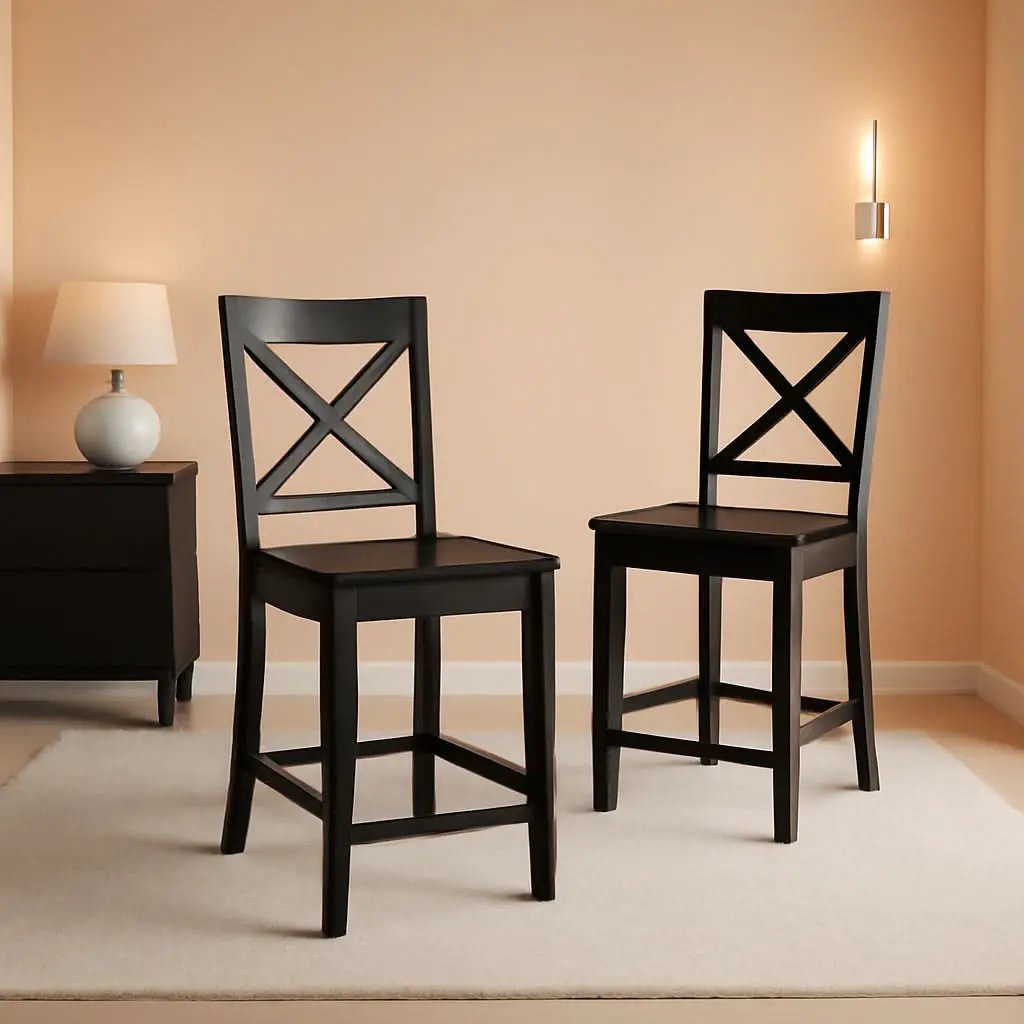 24 Inch X Back Bar Stool Set With Contoured Seat Ergonomic from PriceLows™