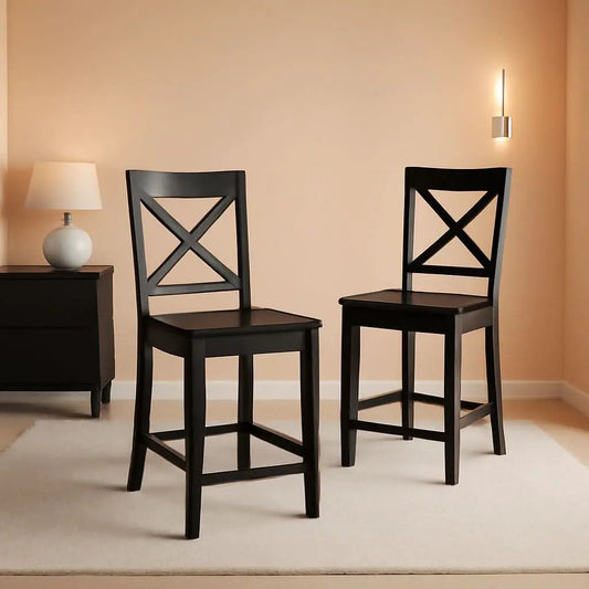 24 Inch X Back Bar Stool Set With Contoured Seat Ergonomic from PriceLows™