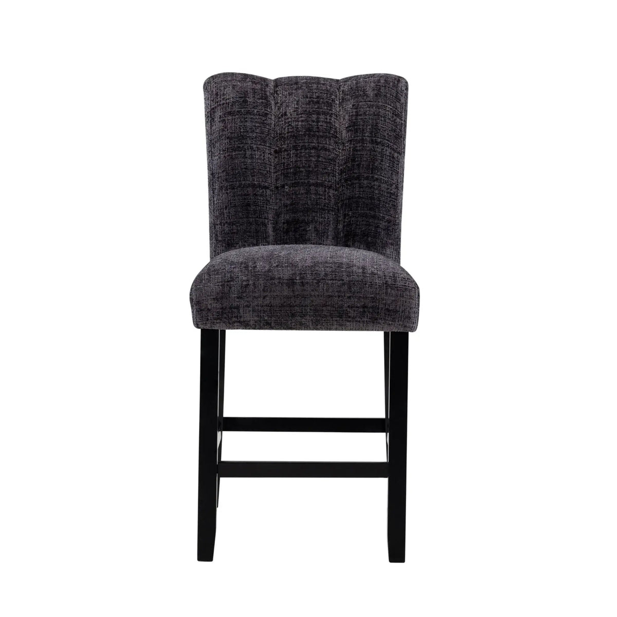 Magaly Bar Stools | Set Of 2 | Dark Gray | Polyester Velvet Upholstery