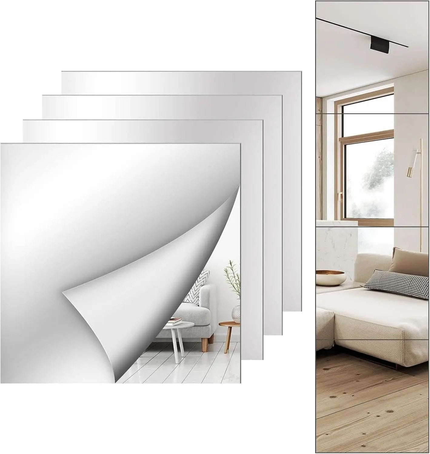 Set Of 4 12x12 Inch Acrylic Mirror Tiles For Wall Decor from PriceLows™