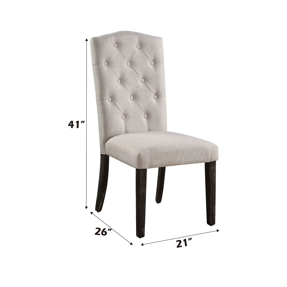 Gerardo Linen Dining Chairs | Set Of 2 | Beige | Weathered Finish