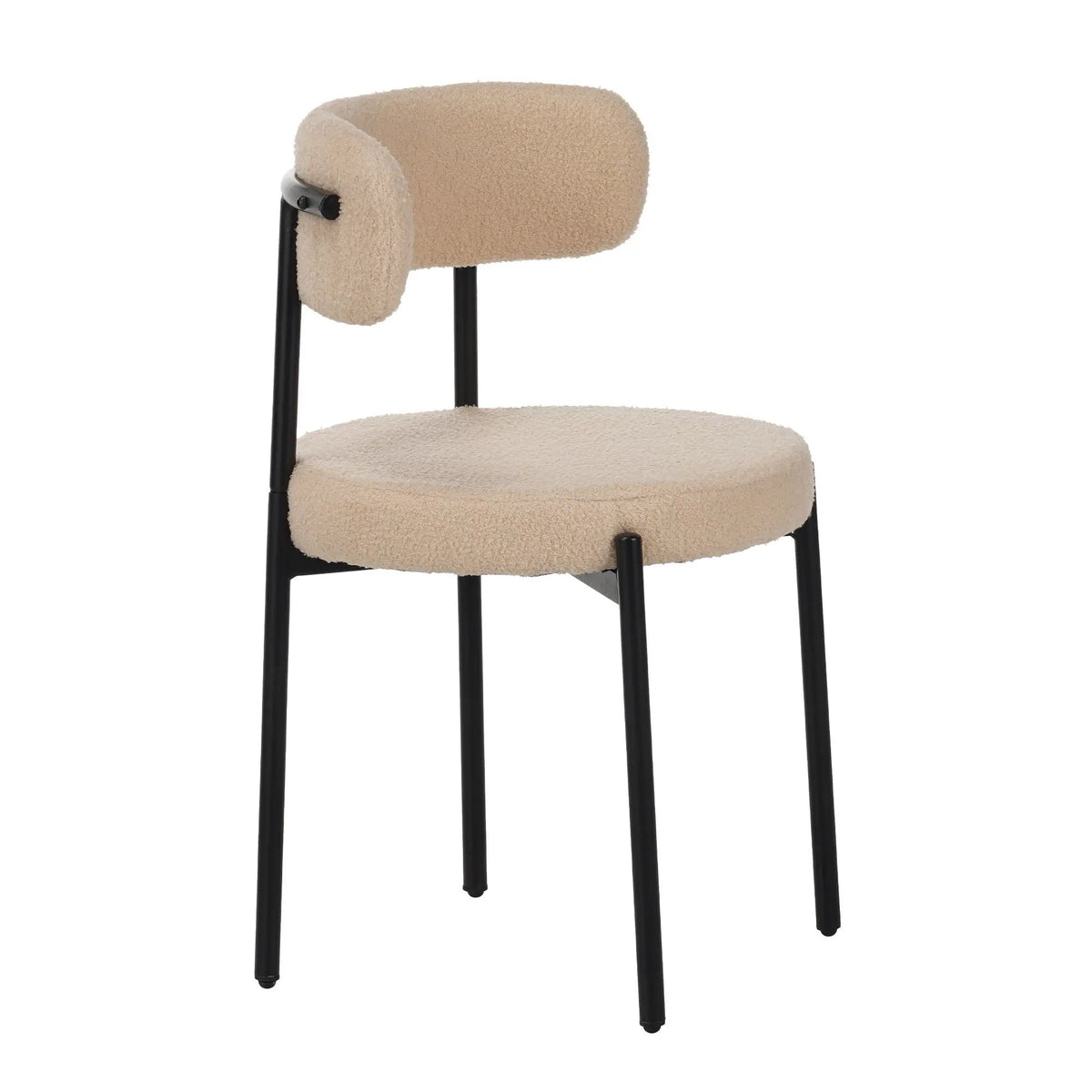 Medieval Curved Back Kitchen Dining Chairs | Set Of 4 | Beige | Reinforced Metal Legs