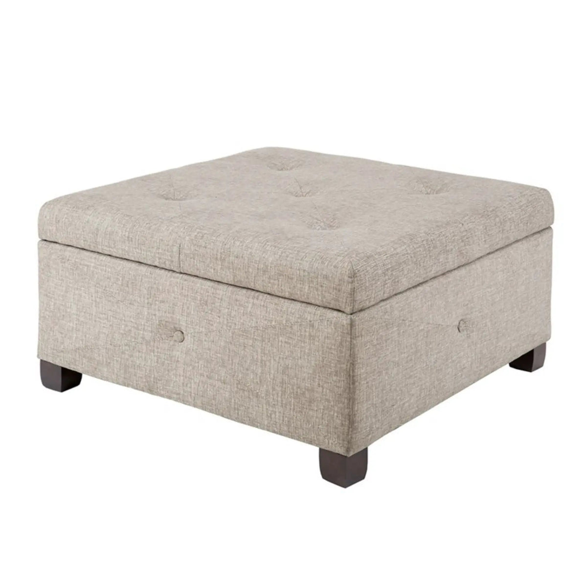 Aspen Storage Ottoman | Soft Close Lid | Button Tufted Fabric | 29.5 Inch Width