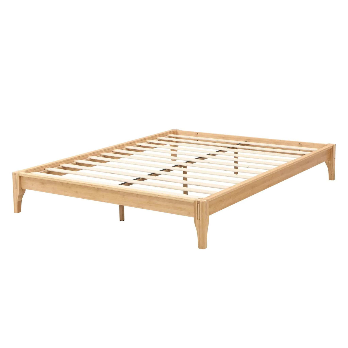 Solid Dry Bamboo Platform Bed Frame, With Slat Support | 6 Pieces | Bamboo | Bedroom