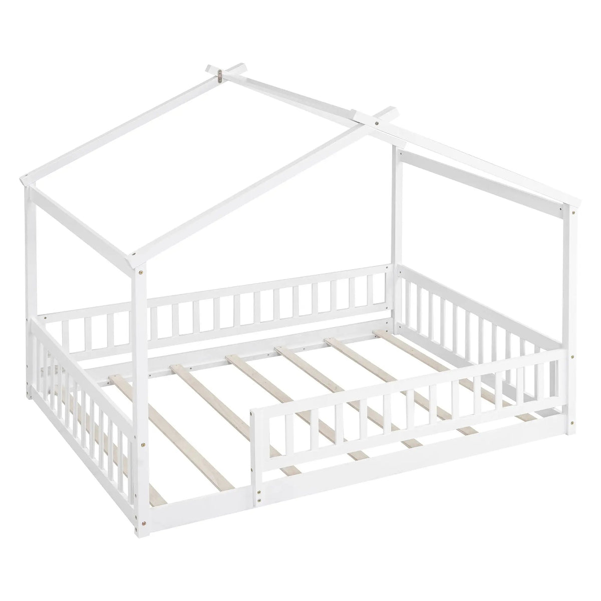 Kids Bed Frame | Playhouse Design | Roof And Fence | Toddler Size