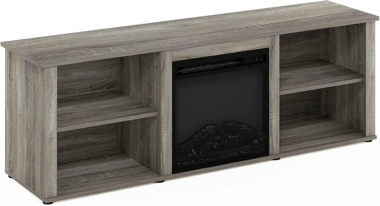 70 Inch TV Stand With Electric Fireplace In French Oak Grey from PriceLows™