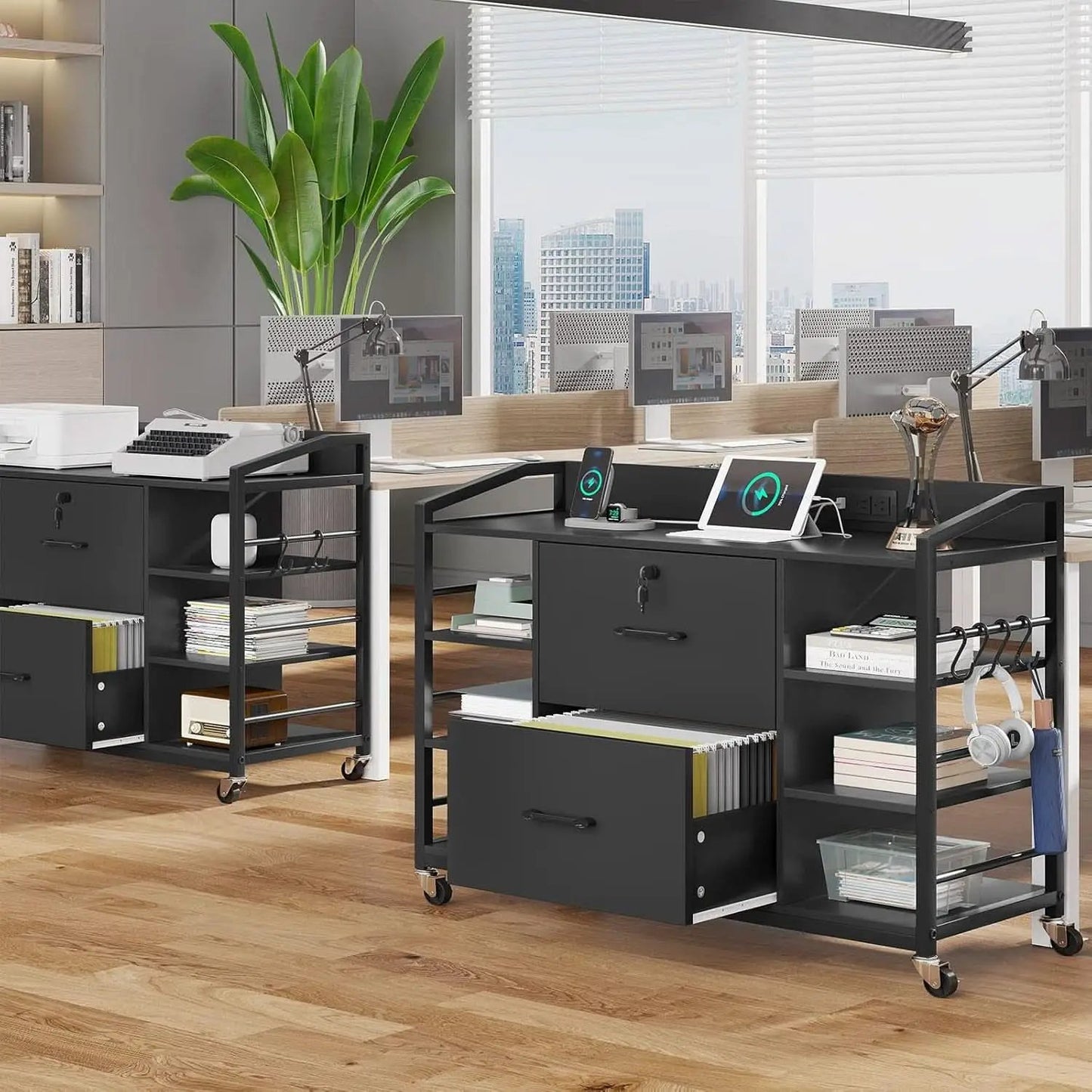 44 Inch 2 Drawer File Cabinet For Home Office Black from PriceLows™