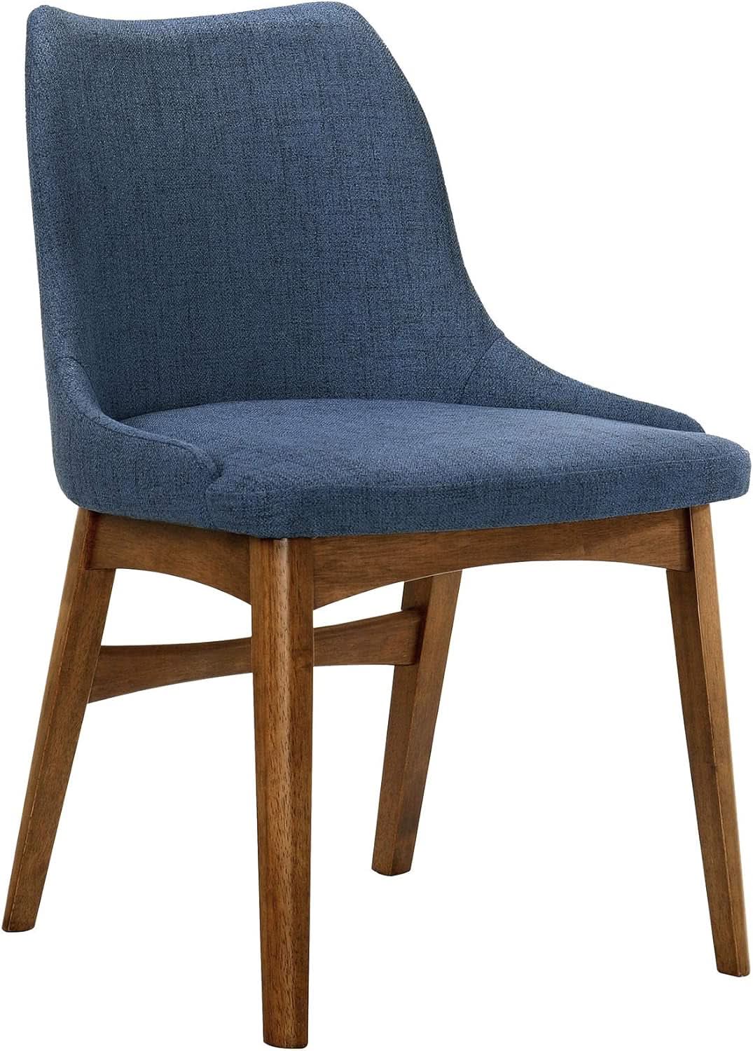 Azalea Blue Fabric and Walnut Wood Dining Chairs Set of 2 from PriceLows™