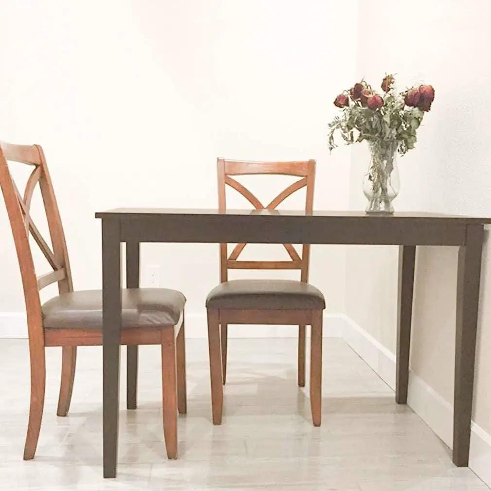 Espresso Finish Rectangular Solid Wood Dining Table Four Seater from PriceLows™