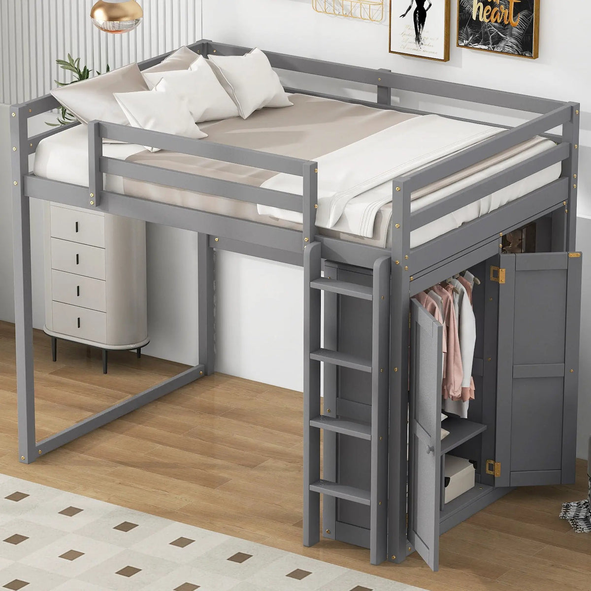 Loft Bed | Built In Wardrobe | Storage Shelves | Led Lighting