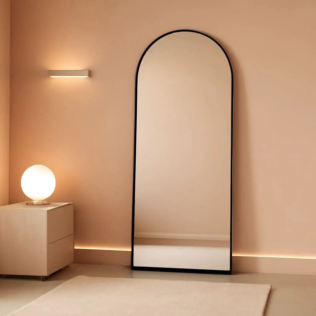 56 Inch Arch Full Length Mirror Black Frame Floor Standing from PriceLows™