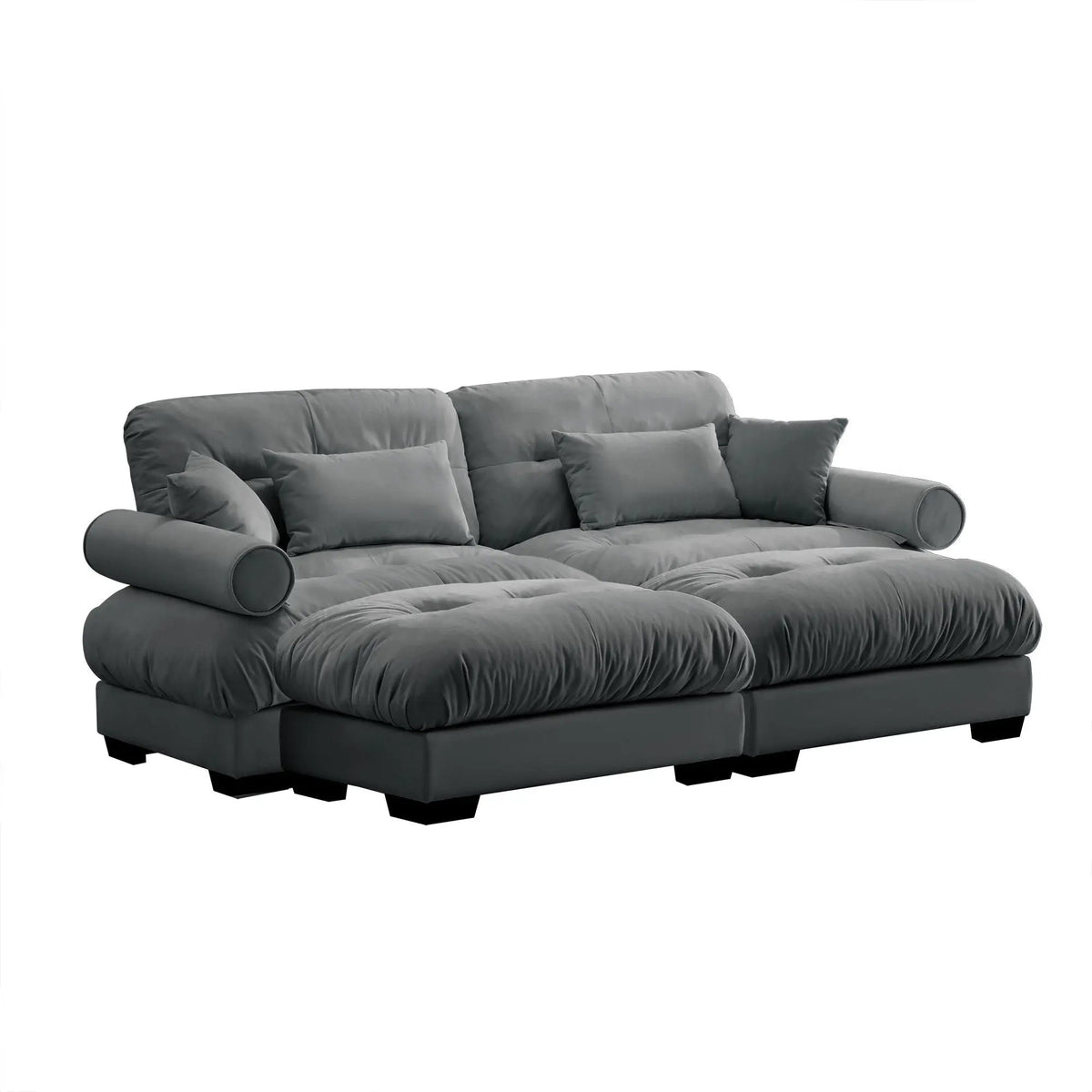 Modular Sectional Sofa | Deep Comfort Cushions | Vintage Fabric Ottoman