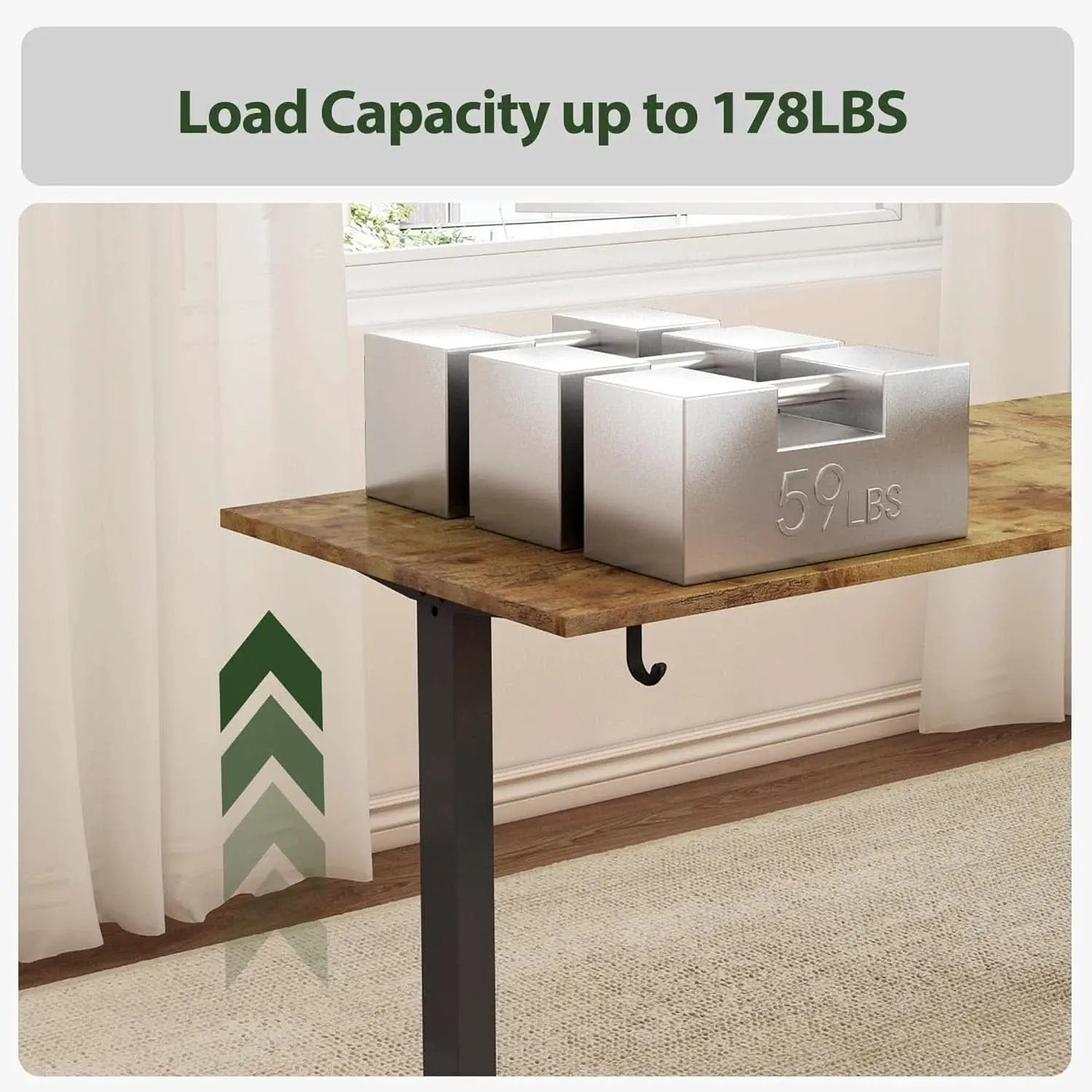 Electric L-Shaped Standing Desk 63 By 55 Inch Rustic Brown from PriceLows™