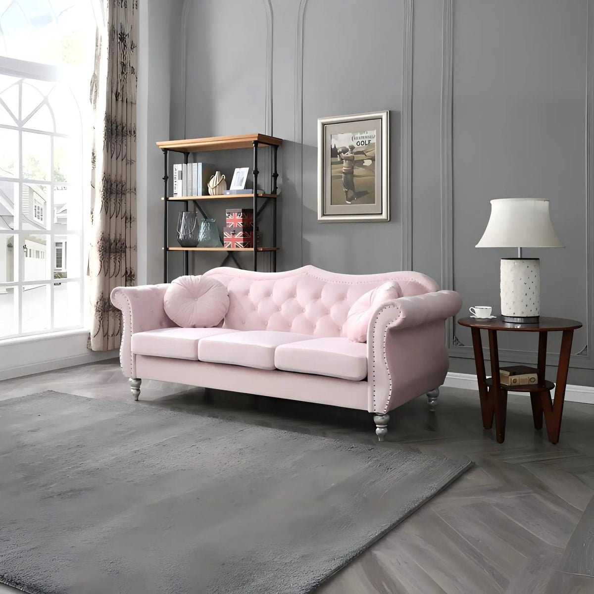 Hollywood Sofa | Updated Glam Design | Hand-Applied Nailhead Trim | Pocketed Coil Cushions