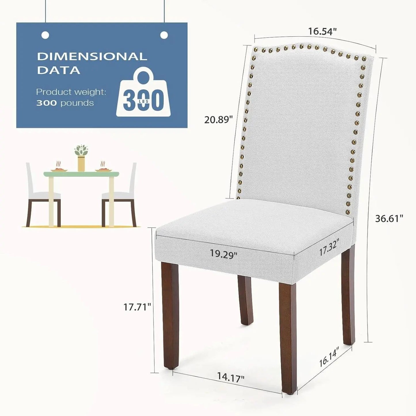 Nailhead Trim Fabric Dining Chairs Light Grey Six Pack from PriceLows™