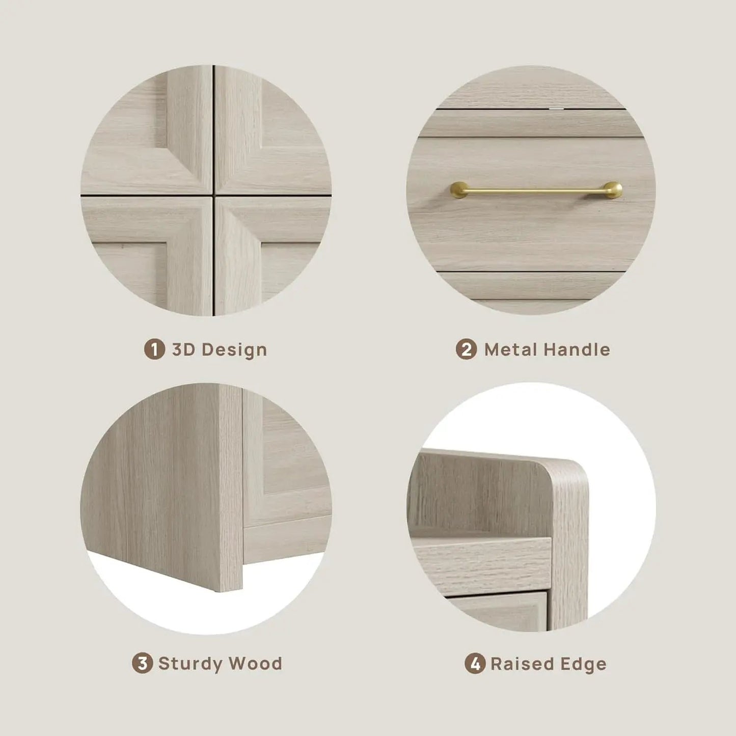 56InchExtraWideGreyOakDresser With LargeStorage Drawers from PriceLows™