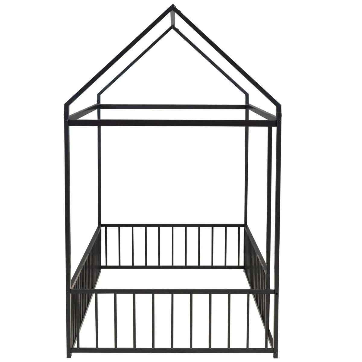 Kids Metal Bed Frame | Roof And Side Fence | Semi Enclosed Space | Three Colors