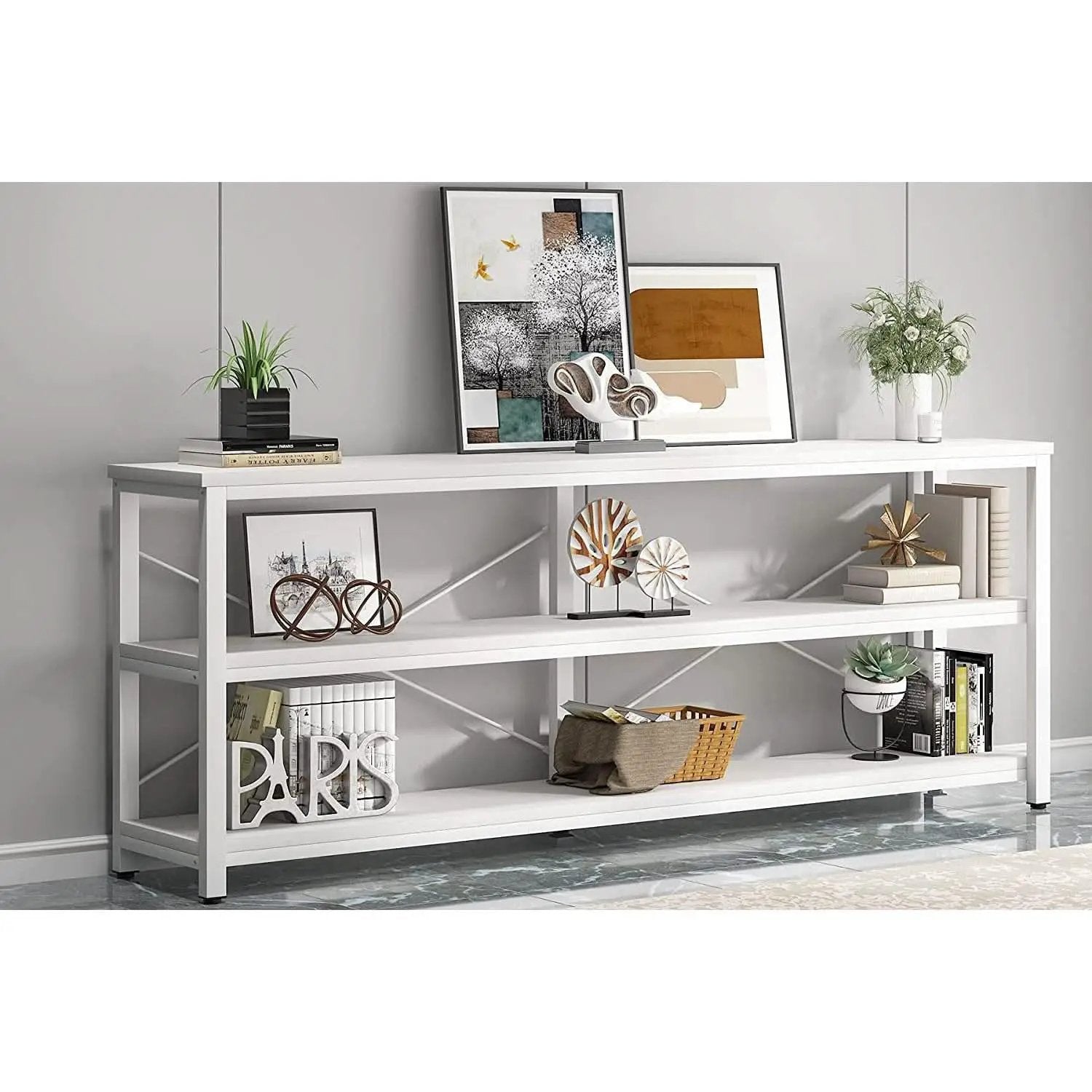 70.8 Inch Long Industrial TV Console With 3 Shelves from PriceLows™
