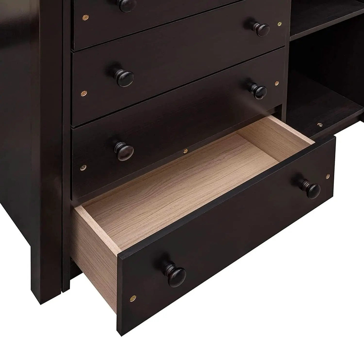 Espresso Twin Over Full Bunk Bed With Six Drawers Shelves from PriceLows™