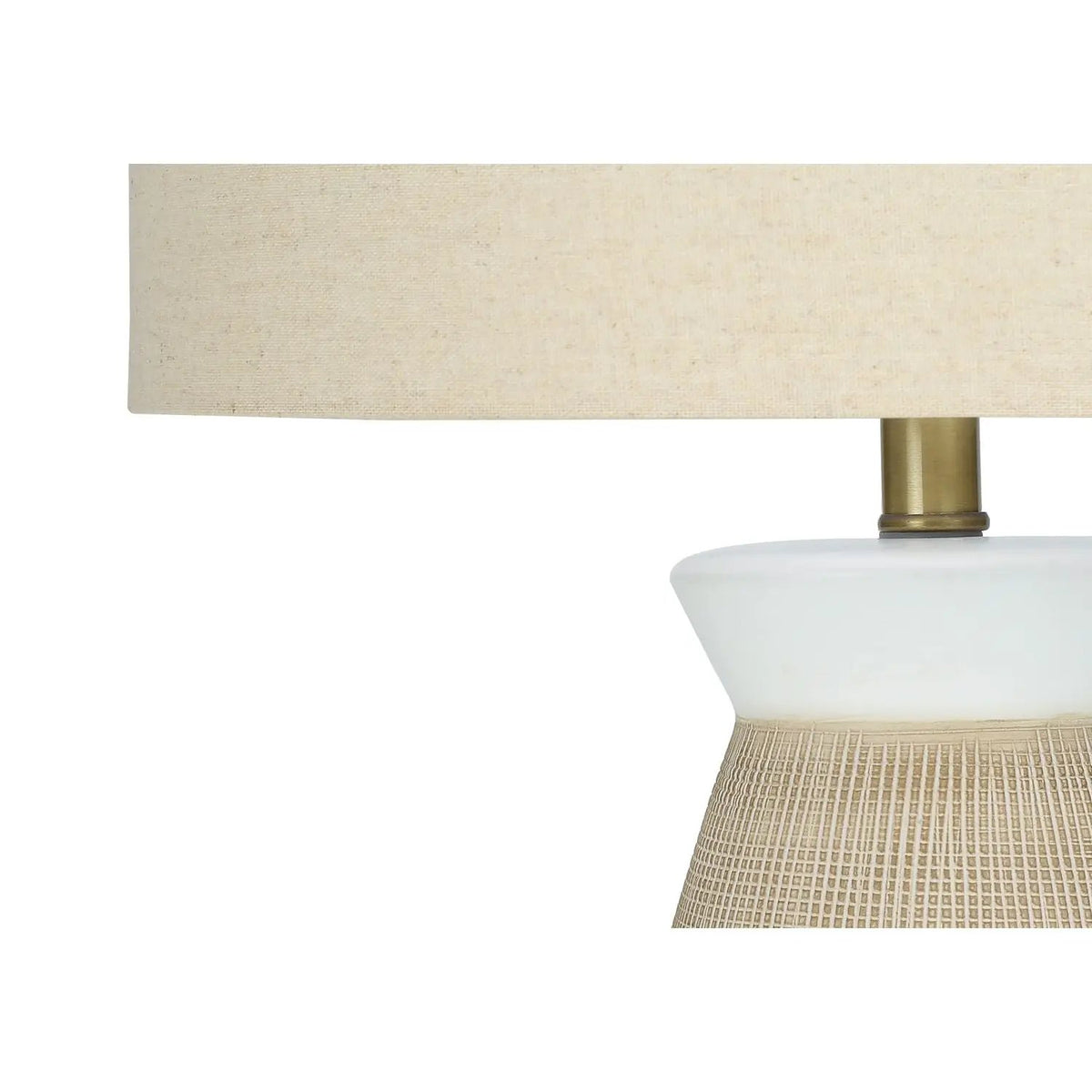 Cream Ceramic Table Lamp | Textured Base | 26.5 Inch Height | Beige Linen Drum Shade