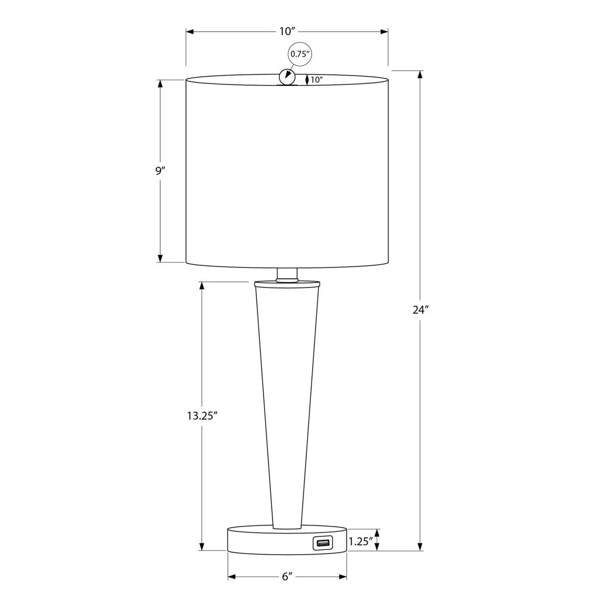 Table Lamp Set Of 2 | 24 Inch Height | USB Port | Rotary Switch