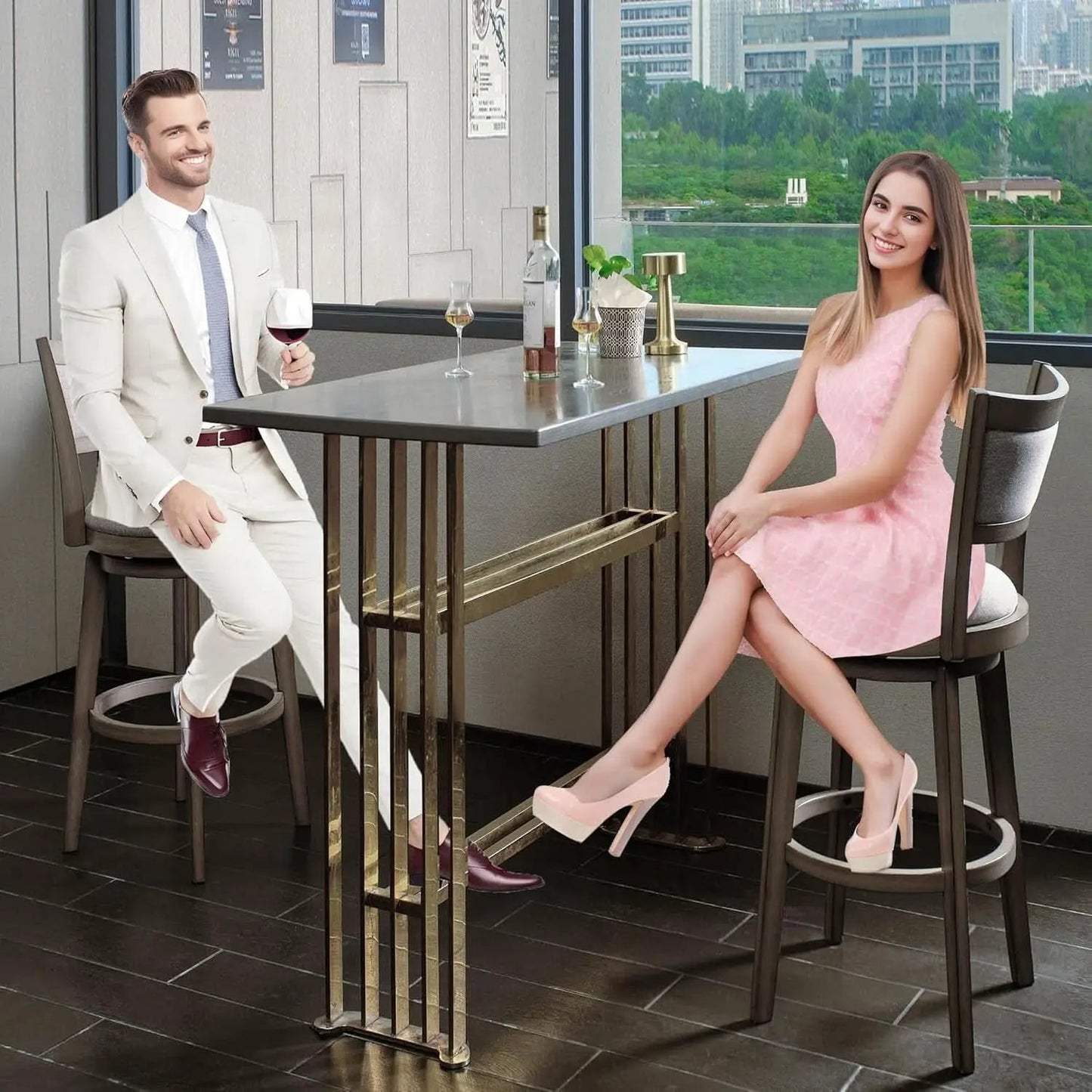 High Back Swivel Bar Stools Set of Two from PriceLows™