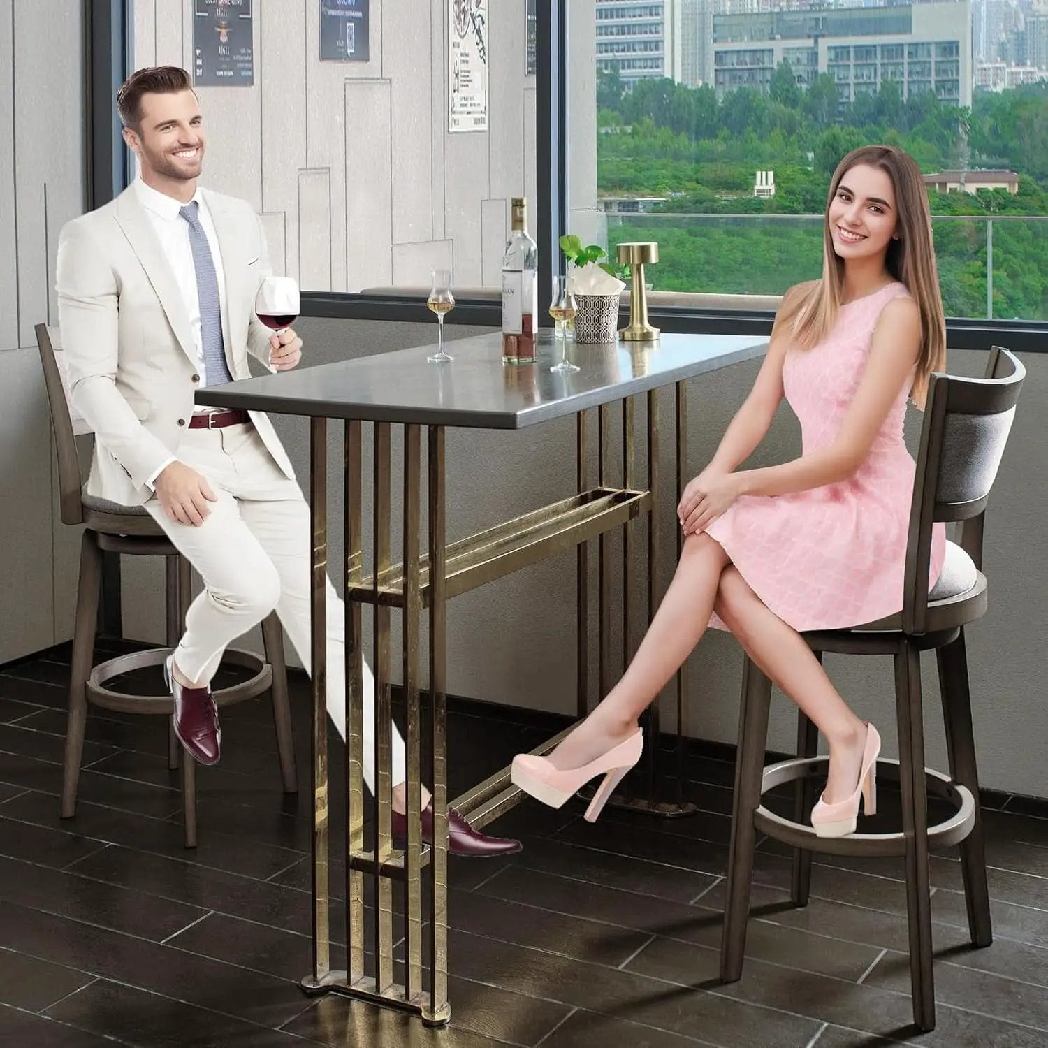 High Back Swivel Bar Stools Set of Two from PriceLows™