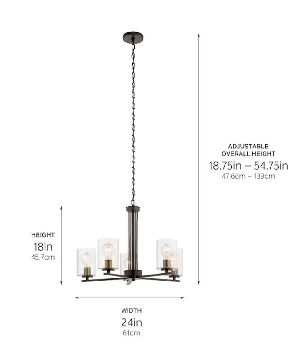 Chandelier | 5-Light | Olde Bronze Finish | Clear Glass