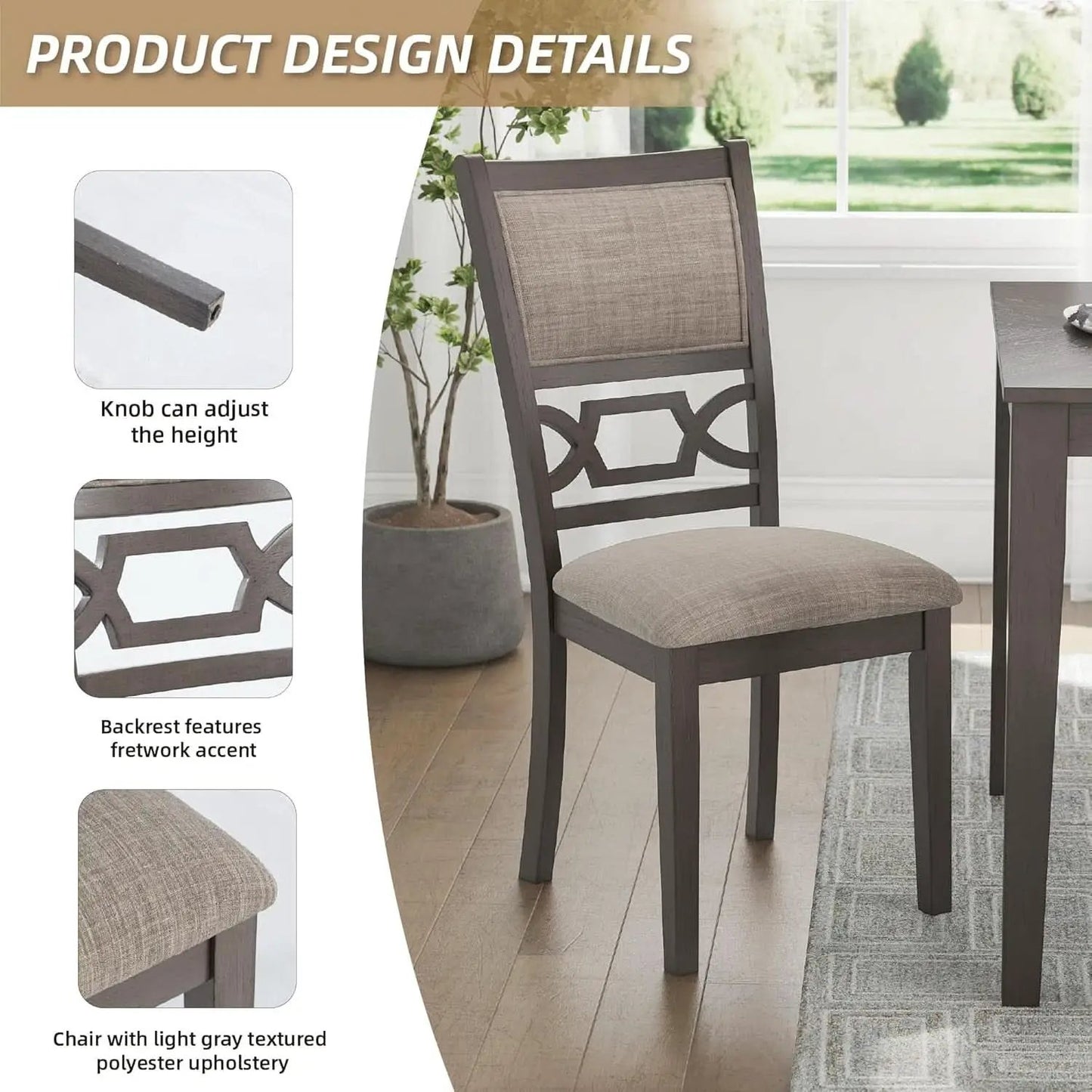 Diamond Patterned Dining Table Set Gray Walnut Stain from PriceLows™