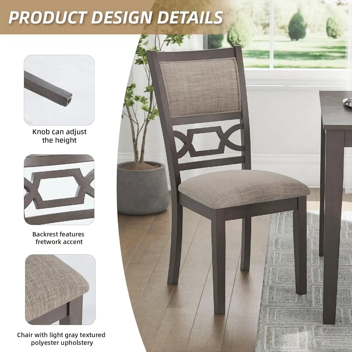 Diamond Patterned Dining Table Set Gray Walnut Stain from PriceLows™