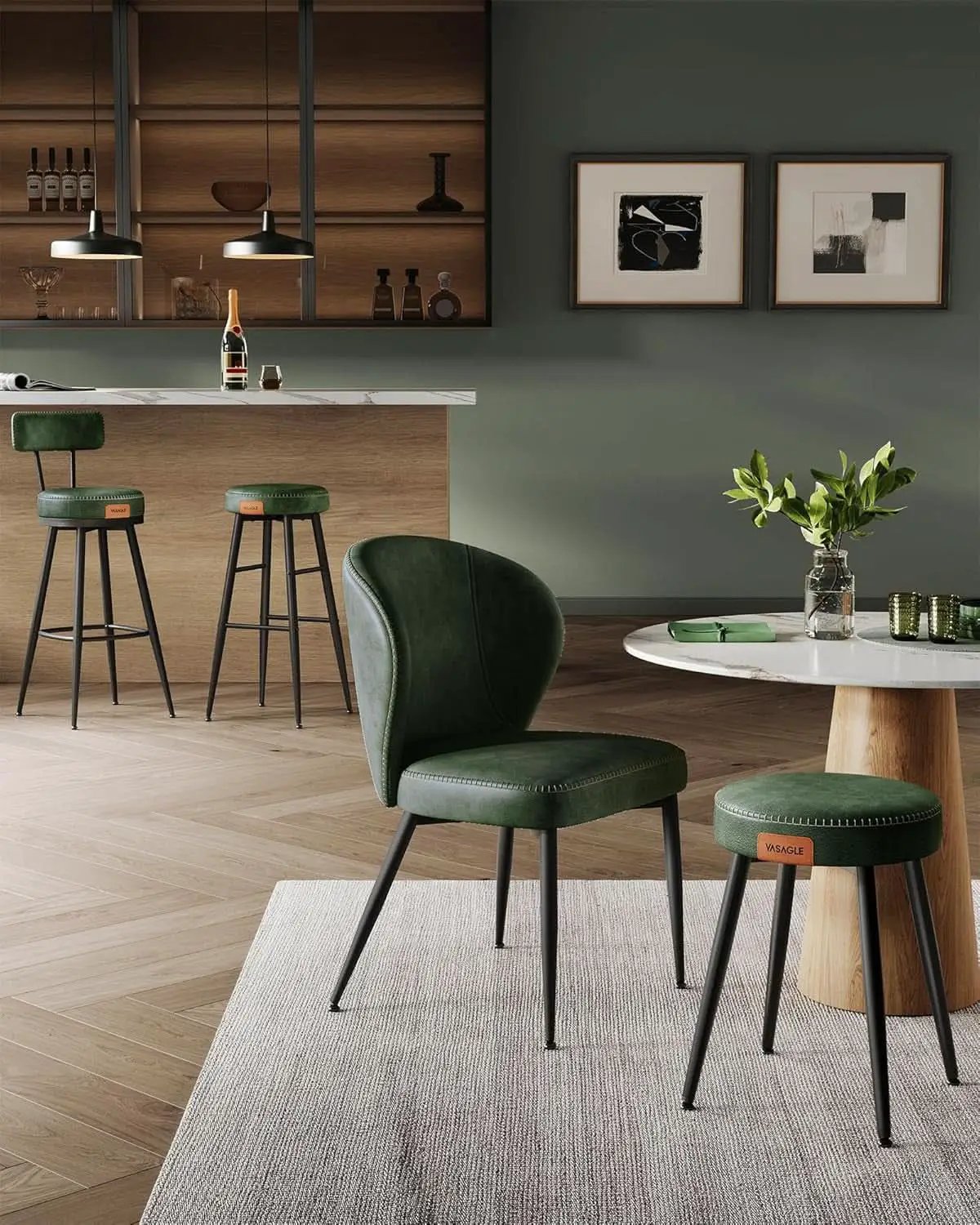 Forest Green 30 Inch Bar Stools Set Of 2 For Kitchen from PriceLows™