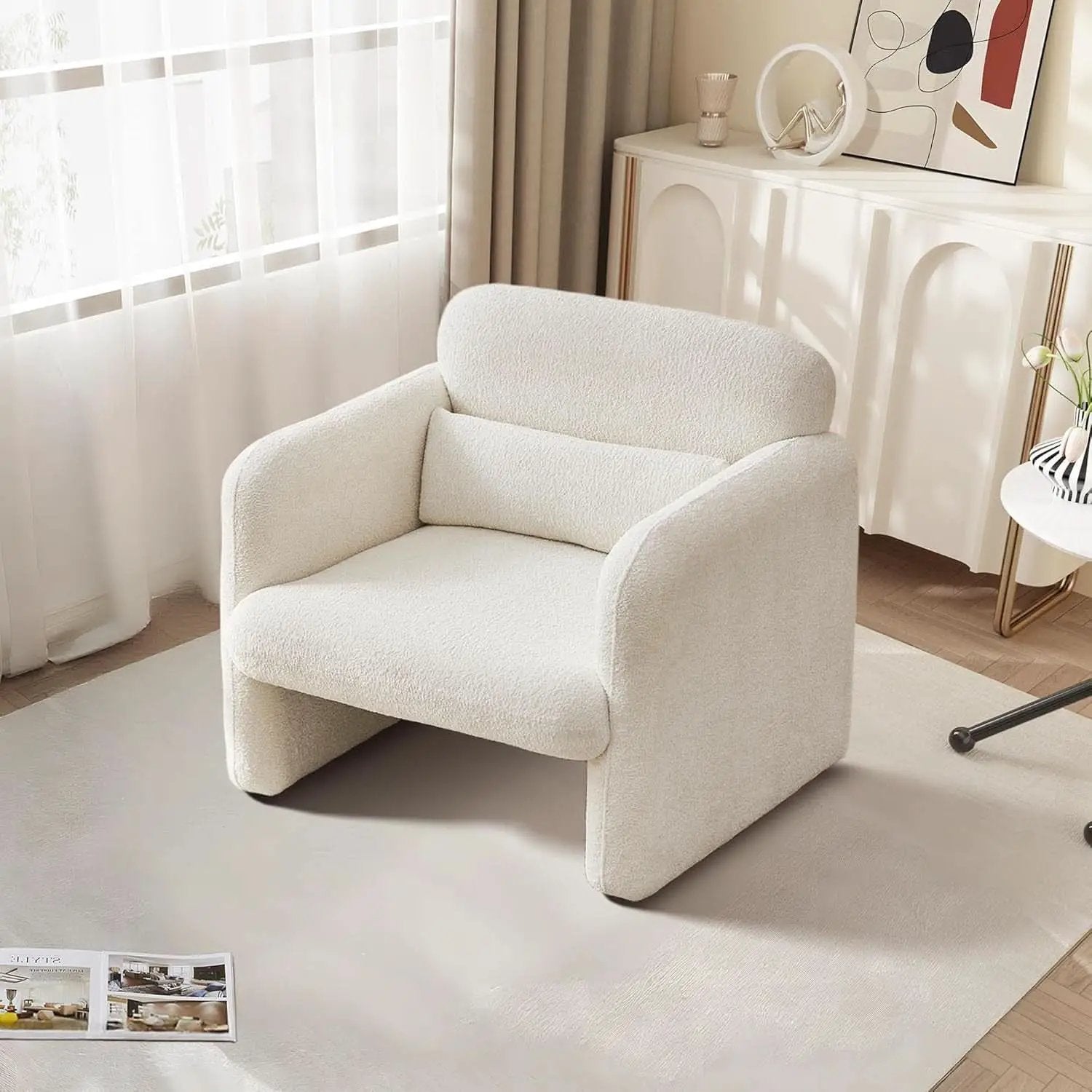 LuxuriousAndComfortable Lambswool Fabric Accent Chair With Arms from PriceLows™