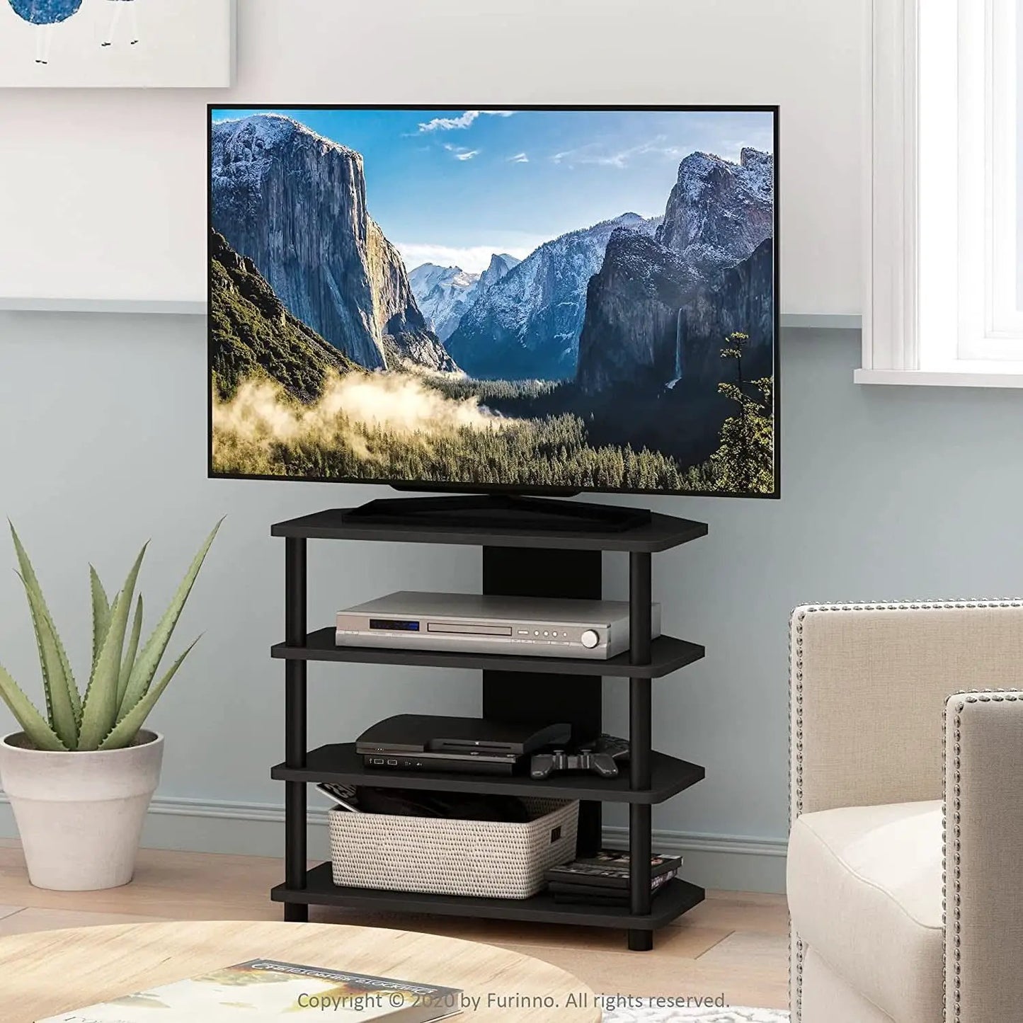 Turn-N-Tube 4-Tier Petite TV Stand Blackwood Easy Assembly from PriceLows™