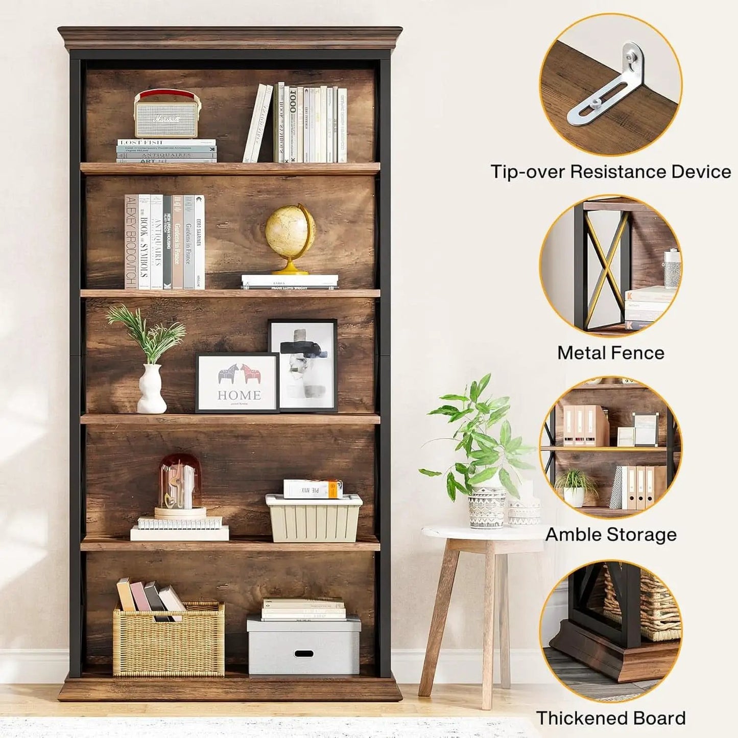 Six Tier Bookcase 71 Inch Industrial Storage Shelf from PriceLows™