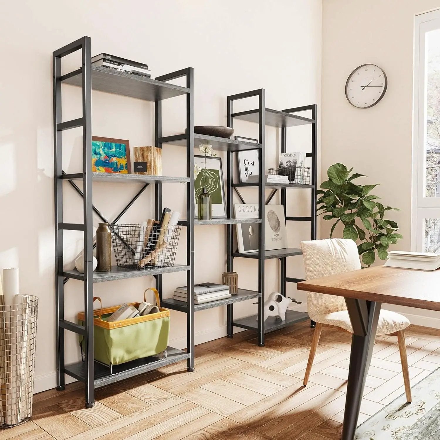 Grey 4 Tier Ladder Bookshelf With 11 Open Shelves For Home from PriceLows™