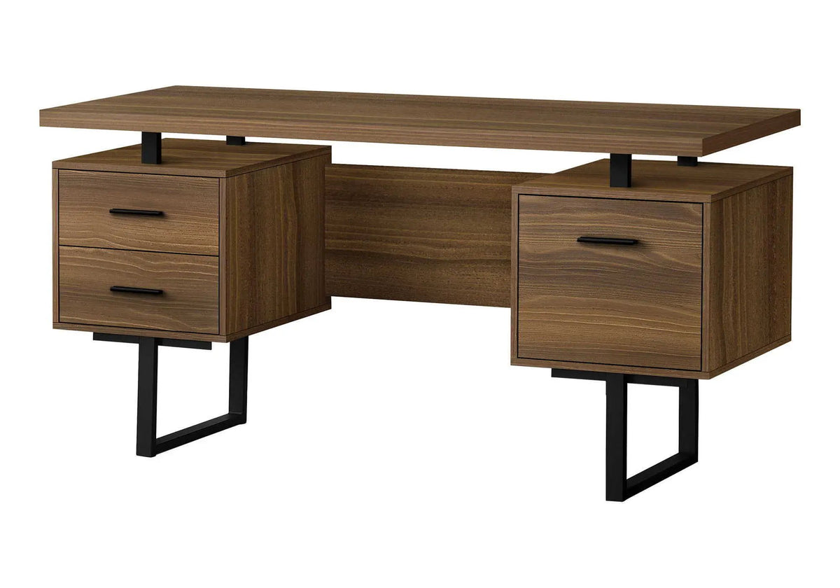 60 Inch Computer Desk | Laminate Finish | Two Top Drawers And File Drawer | Reversible Set-Up