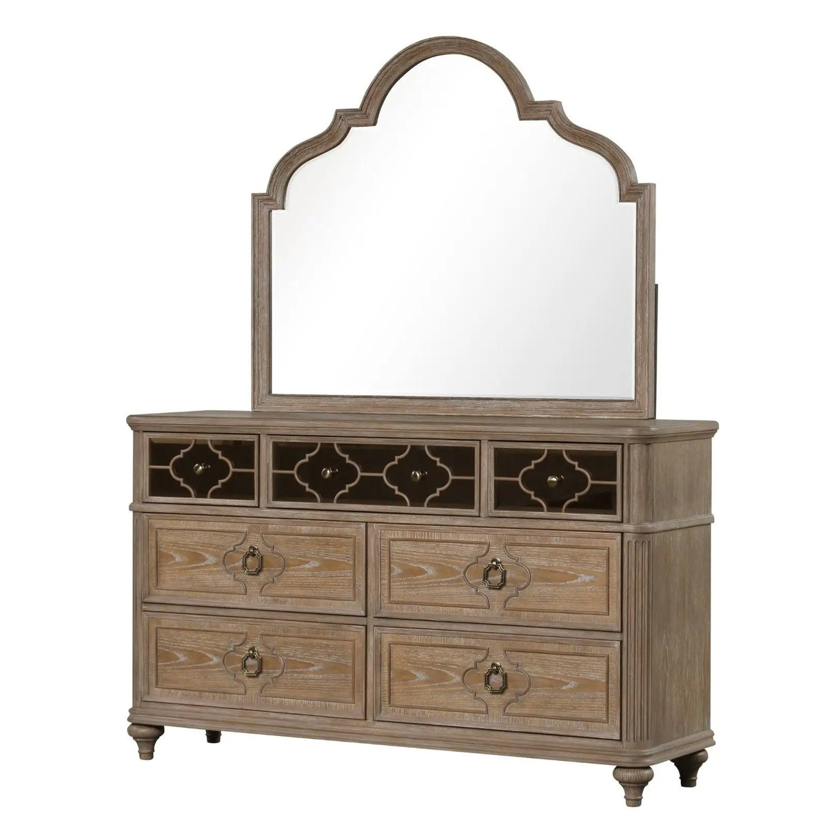 Oak Dovetail Dresser | 64 Inch Width | Rustic Oak Finish | Solid Wood Construction
