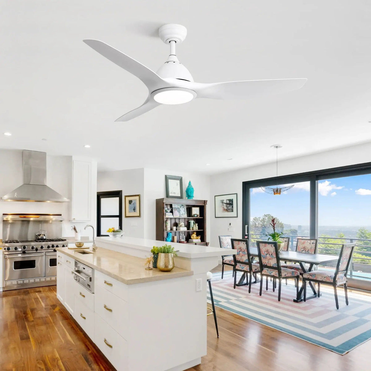 Modern Ceiling Fan With 22W Led Light, 3 ABS Fan Blades Dc Motor Ceiling Fan For | 52 x 52 x 14.6 in | Steel | Bedroom