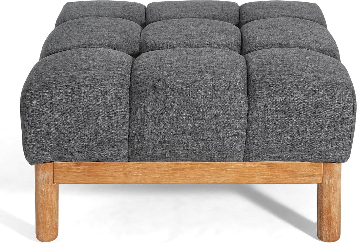 Modern Gray Fabric Ottoman With Walnut Finish WoodFrame from PriceLows™