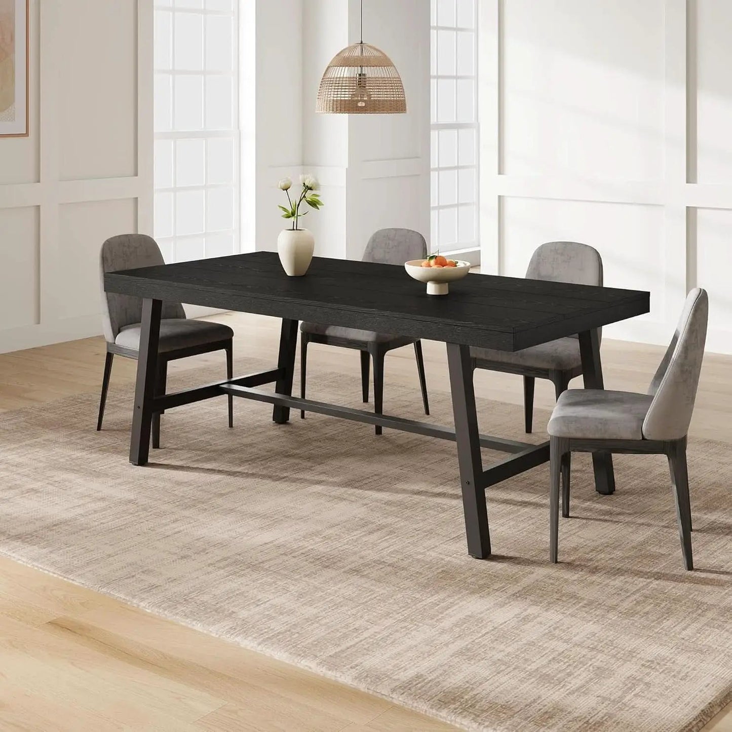 Industrial Wooden Dining Table 70 Inch Long Seats Six To Eight With Steel Frame from PriceLows™