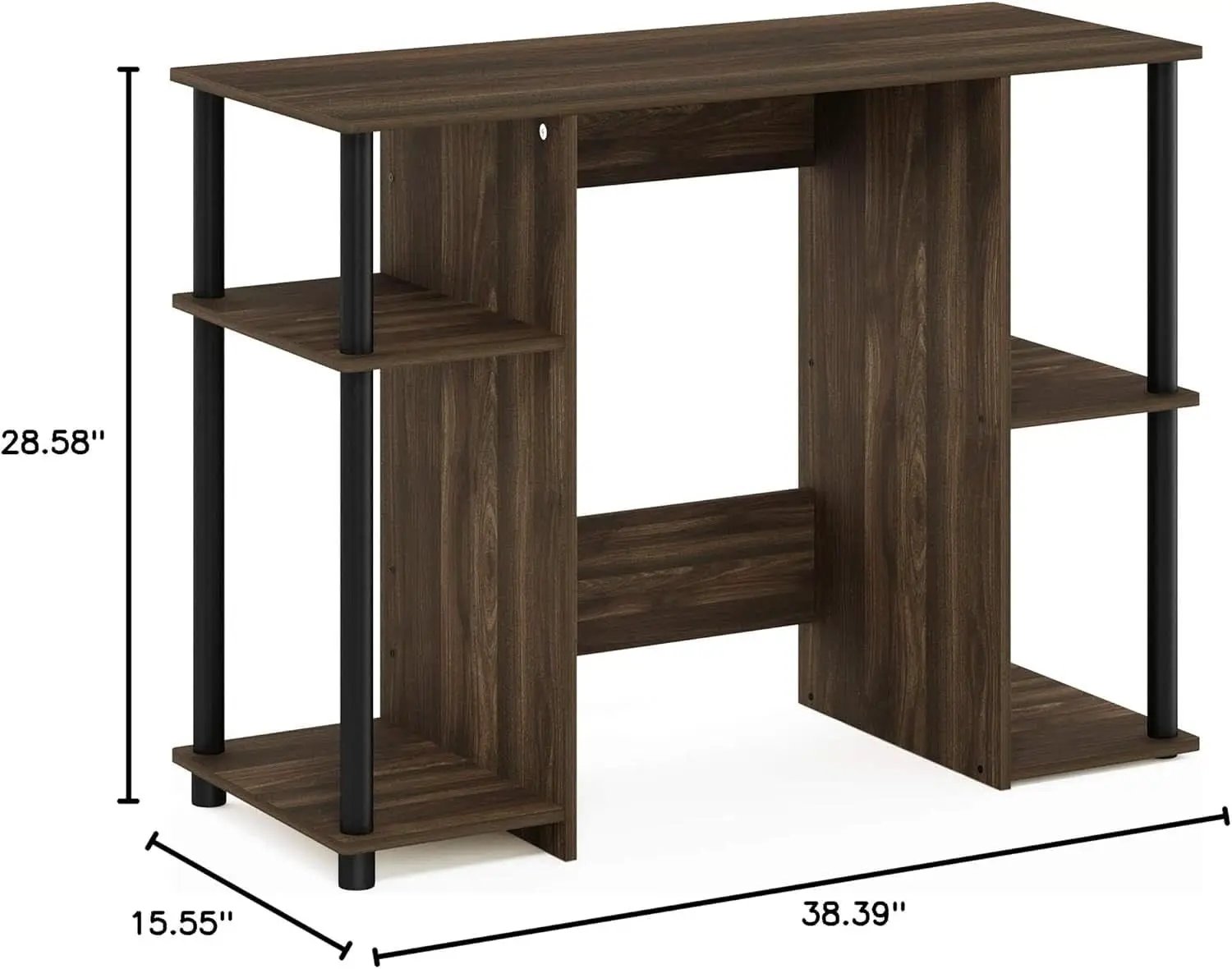 Walnut Computer Desk With Storage Shelves For Small Spaces from PriceLows™