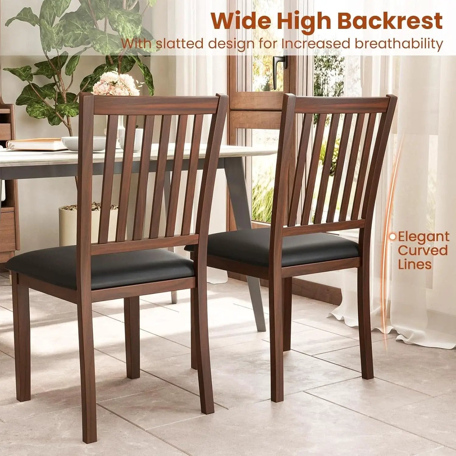 Espresso Slat Back Dining Chairs Set Of 2 For Dining Room from PriceLows™