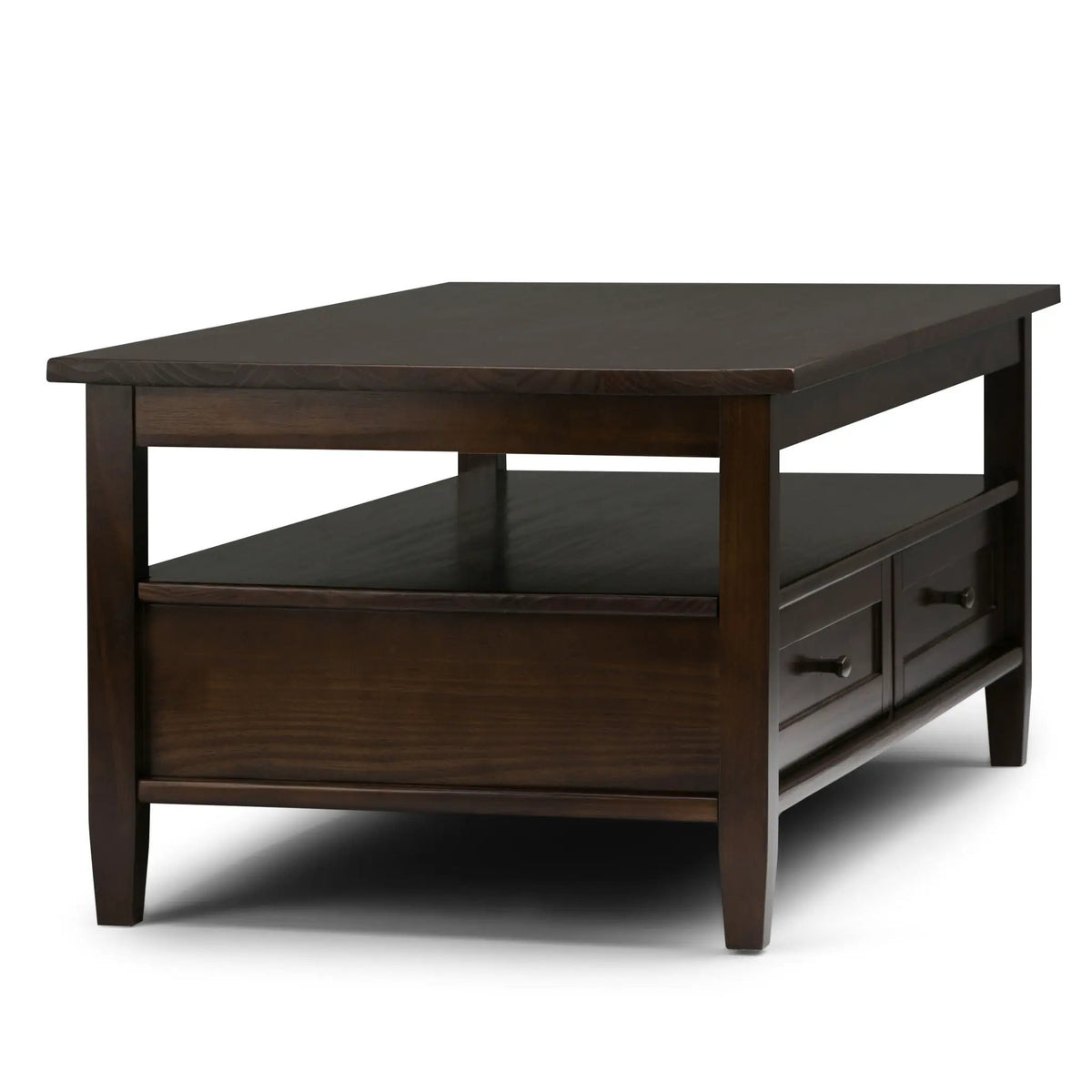 Warm Shaker Solid Wood Table | Bottom Drawer | Open Shelf Storage