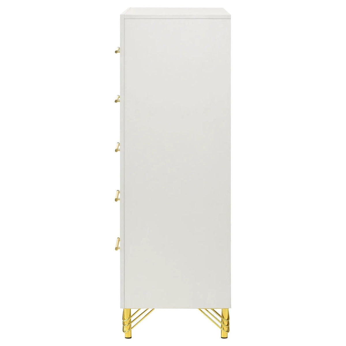 Lucia 5-drawer Bedroom Chest of Drawers | 31.5 x 17.25 x 49.25 in | Metal | White