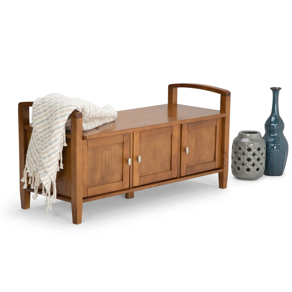 Warm Shaker Handcrafted Entryway Storage Bench | 2 Pieces | Solid Wood | Home