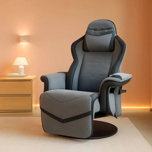 900 Gaming Recliner Gray Fabric With Adjustable Leg Rest Cupholder from PriceLows™