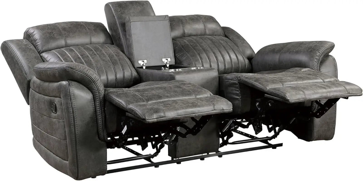 3 Piece Recliner Living Room Set In Brownish Gray Microfiber from PriceLows™