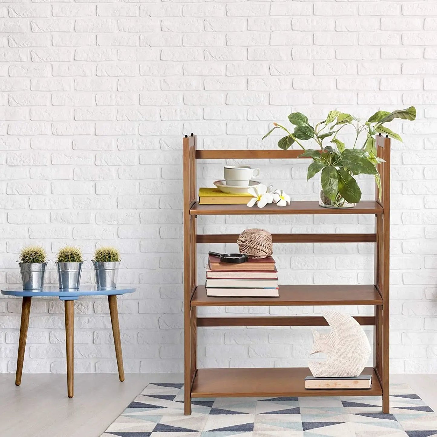 Chestnut Three Shelf Stackable Bookcase Solid Wood from PriceLows™