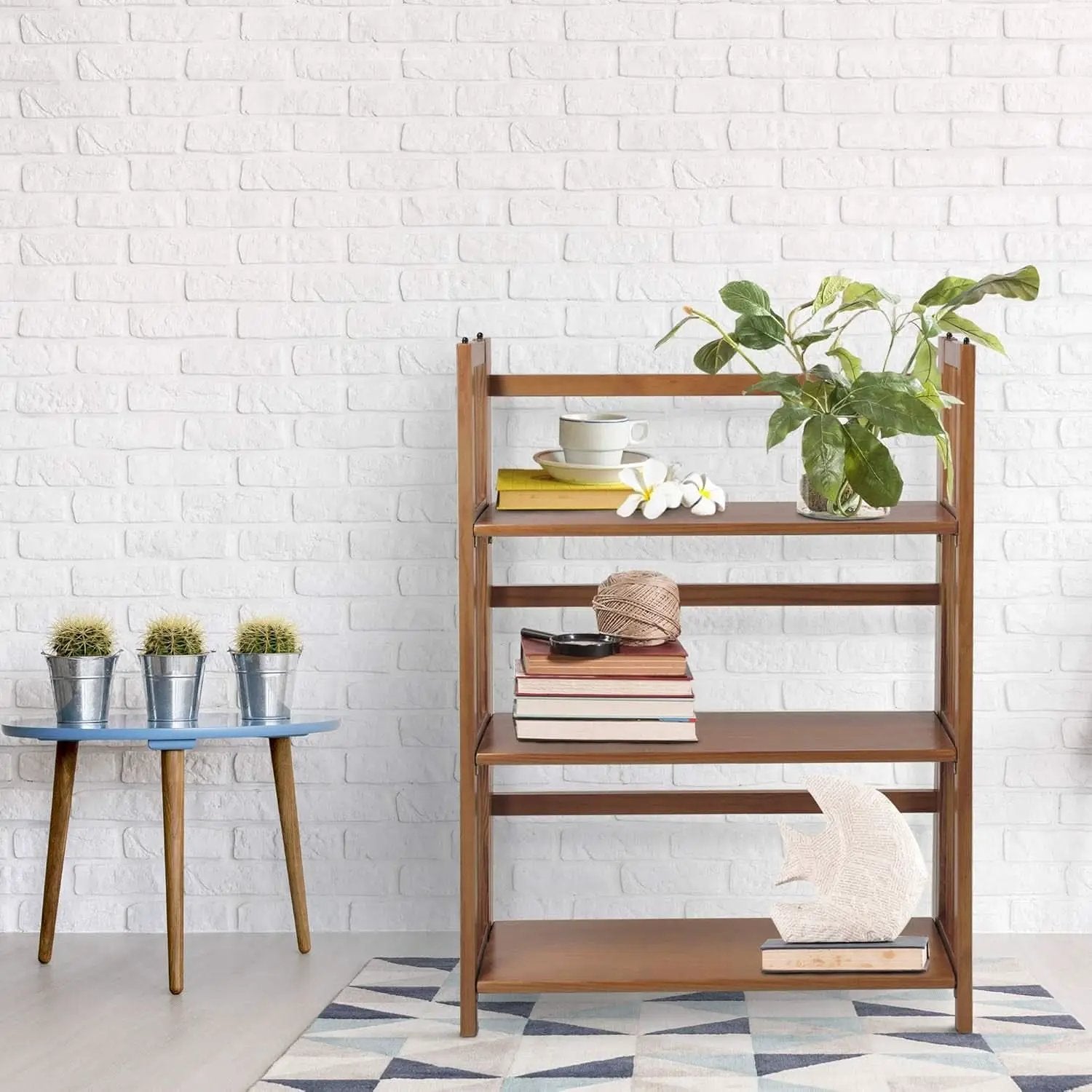 3 Shelf Stackable 27.5 Inch Wide Chestnut Fold Bookcase from PriceLows™