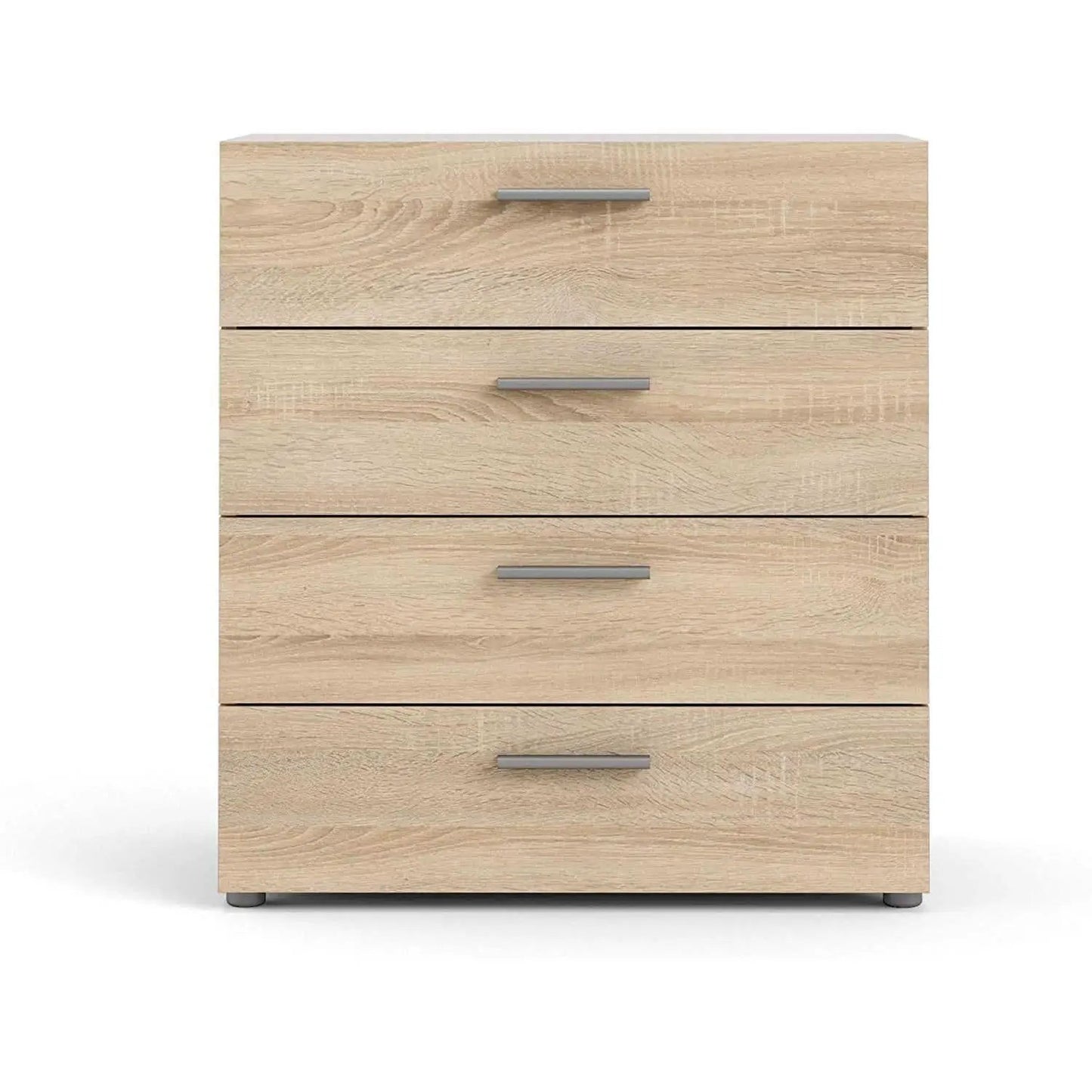 Oak Structure Four Drawer Chest With Silver Bar Handles from PriceLows™